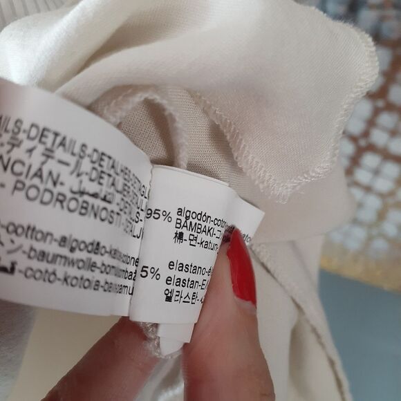 Zara Cotton Combination White and Cream Sleeveless Ruffled Mini Dress - Picture 9 of 14